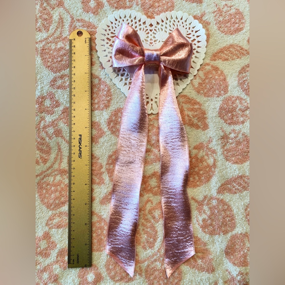 Metallic Rose Pink Hair Bow - Picture 4 of 6